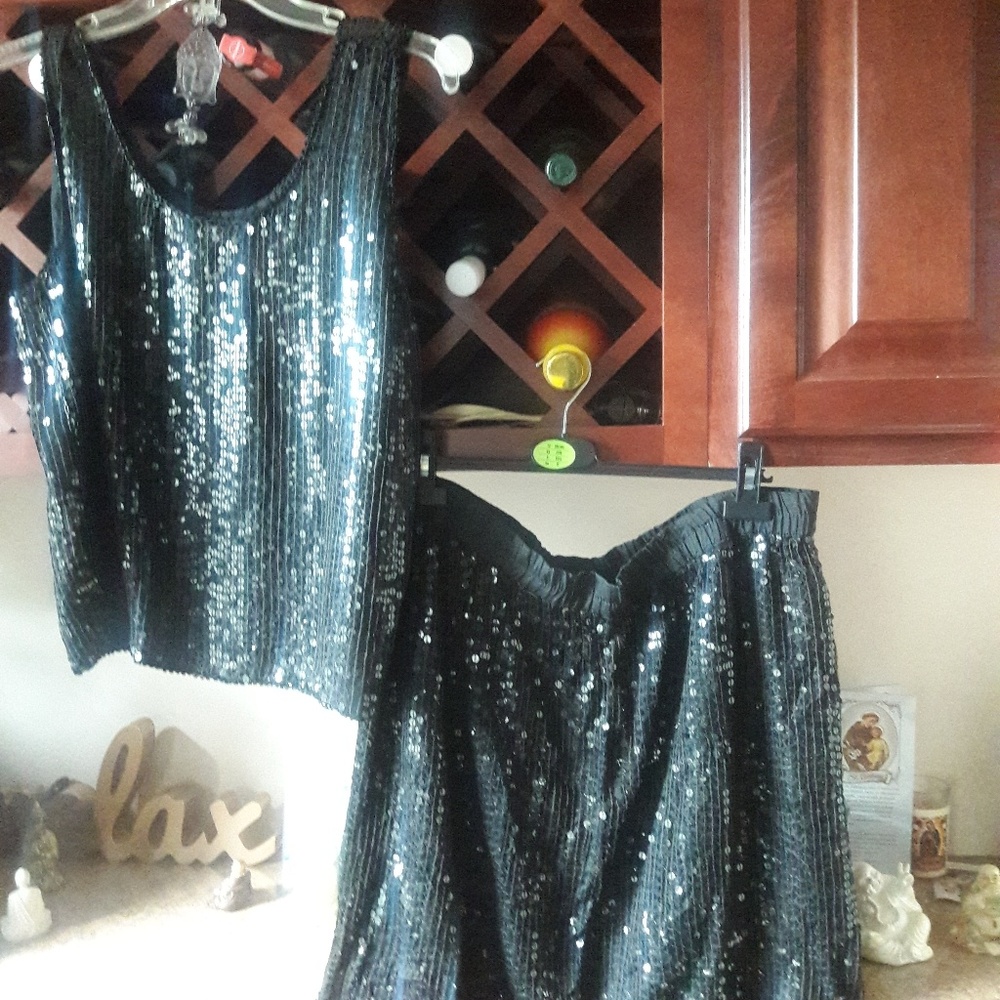 2 piece sequined skirt and top